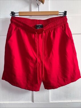 Men's Red Athletic Drawstring Swim Shorts Trunks Size Small S